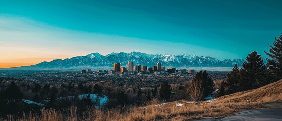 Stunning panoramic view of Salt Lake City skyline.