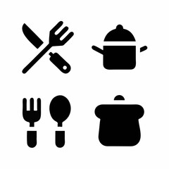 Solid Cooking & Food Icons Set – Kitchen & Recipe Design Elements