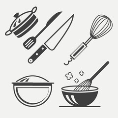 Complete Set of Food Preparation Icons – Silhouette Edition for Culinary Projects
