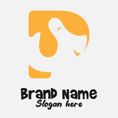 Dual Meaning Monogram Logo – Letter P Fused with Dog Silhouette