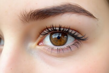 Obraz premium Closeup Of Beautiful Girl Eye And Eyebrow With Natural Makeup.