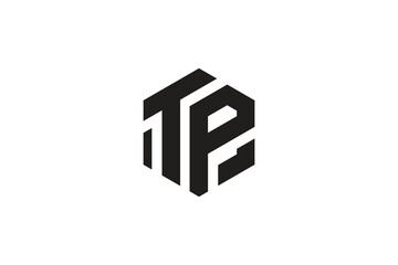 Initial TP Logo Polygon Shape Letter logo Design white background	