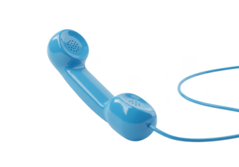 Blue telephone receiver isolated on transparent background