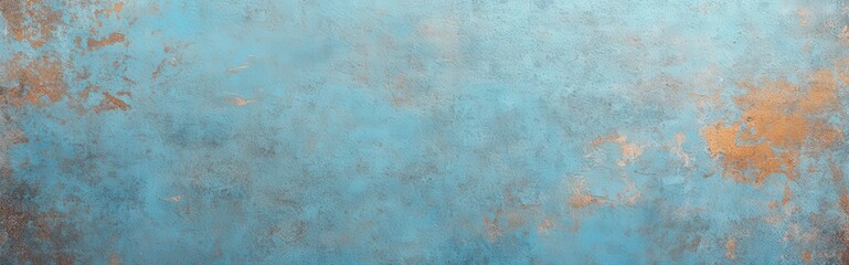 Textured Wallpaper with Faded Floral Pattern and Damage in Light Blue and Brown Colors with Rustic and Shabby Effect
