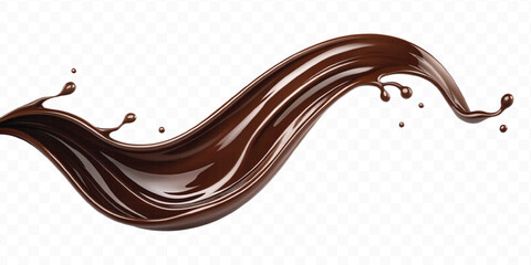 smooth liquid light chocolate splash in curve style isolated on transparent background