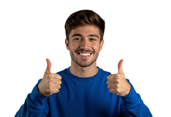 Young Man Smiling, Isolated Transparent Background, Casual Blue Sweatshirt