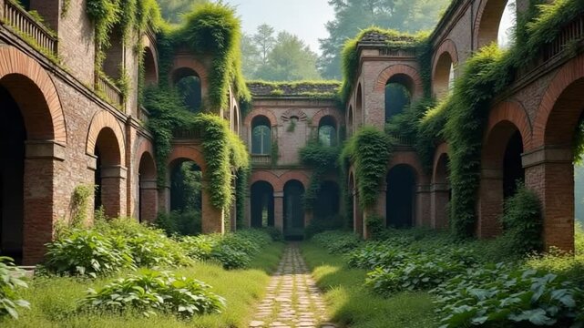 Ruins of an old European mansion reveal nature reclaiming its space