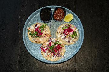 Shrimp Tacos on a Caribbean Beach in Boca Paila, Tulum.
