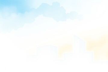 City skyline abstract watercolor effect with blue clouds and warm light