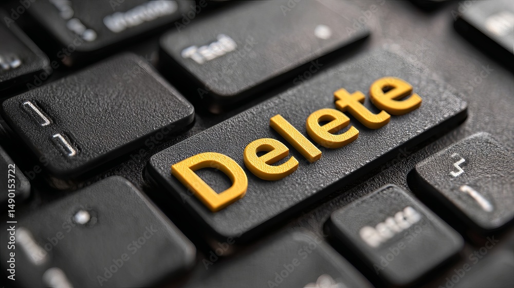 Fototapete isolated delete key from computer keyboard realistic layout tech or data management background