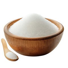 Sugar Granules In Bowl Isolated For Baking Ingredient And Food Preparation