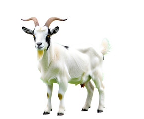 Fototapeta premium White Goat, Isolated Transparent Background, Minimalist Design Element