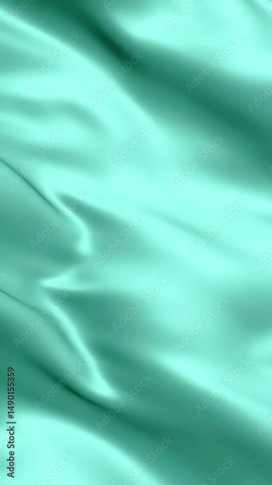 Poster abstract mint green silk fabric flowing gently in a seamless loop animation