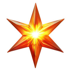 Obraz premium Shining orange eight-pointed star with a radiant light at the center.