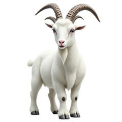 Fototapeta premium White Goat, Isolated Transparent Background, 3D Design Element