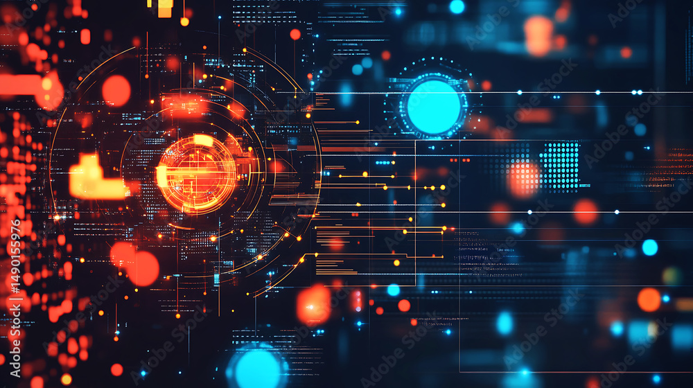 Wall mural abstract digital network data visualization