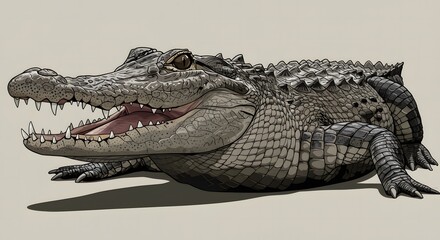 Fototapeta premium Alligator with Open Mouth Illustration