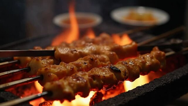 Traditional Turkish Kebab on Fire