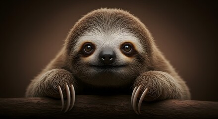 Fototapeta premium Cute Sloth Portrait on Branch
