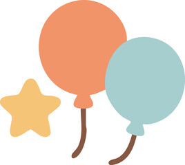 Balloons and Star Party Decoration Graphic