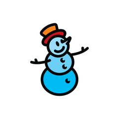 The icon of a kind snowman in a top hat. A design element.