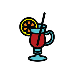 The icon of a glass with mulled wine. A design element.
