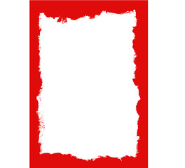 Vector red grunge texture frame png, red paint ink stroke over square frame for design use