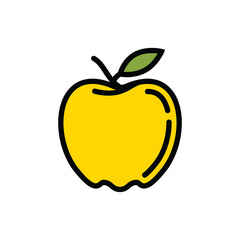 Contour icon of a ripe green apple. A design element.