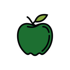 Contour icon of a ripe green apple. A design element.
