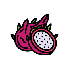 Contour icon of a ripe pitahaya. A design element.