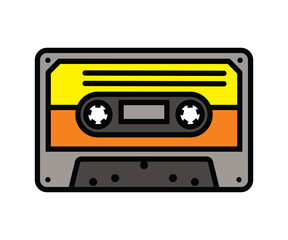 The contour icon of a retro audio cassette. A design element.