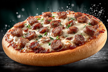 pizza with salami and cheese
