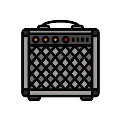 The contour icon of the guitar combo amplifier. A design element.