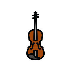 Fototapeta premium A contour icon. A bowed musical instrument. Violin. A design element.