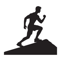 silhouette of people exercising, training muscles, body building, editable vector image