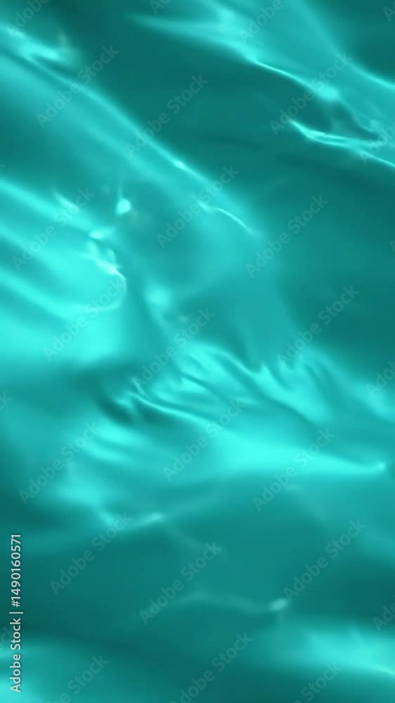 Poster turquoise liquid motion: abstract fluid dynamics with light reflections and subtle waves