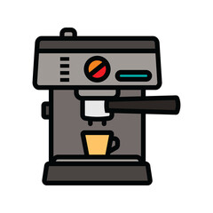 The contour icon of the coffee machine. A design element.