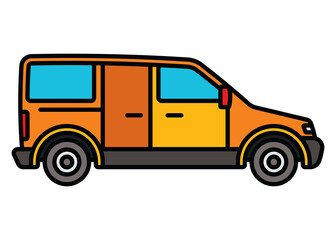 A passenger car. A contour icon. A design element.