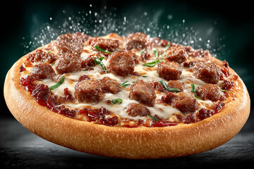 pizza with salami and cheese