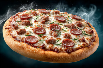 pizza with salami and cheese