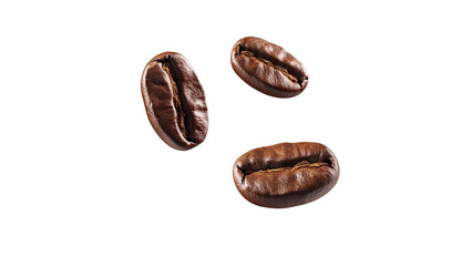  coffee beans floating in the air, cut out