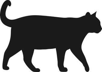 Black animal silhouette vector illustration of a cat, isolated as an icon