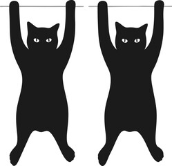A cute black and white cat silhouette vector illustration