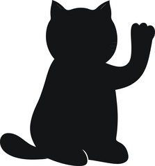 A black cat silhouette vector illustration art depicts a cartoonish black cat profile