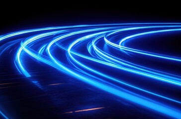 Abstract digital transformation symbol with blue neon