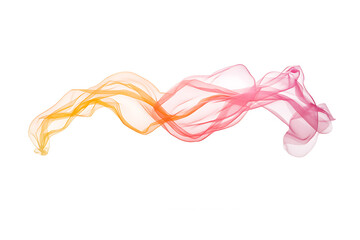 Fototapeta premium Abstract Flowing Fabric: An elegant piece of translucent, flowing fabric dances in shades of orange, yellow, and pink, creating a serene and visually captivating effect.