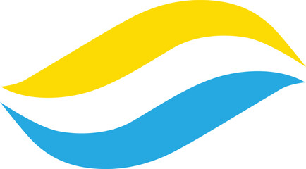 Abstract Wave Symbol in Yellow and Blue  Modern Flowing Shape for Branding and Design