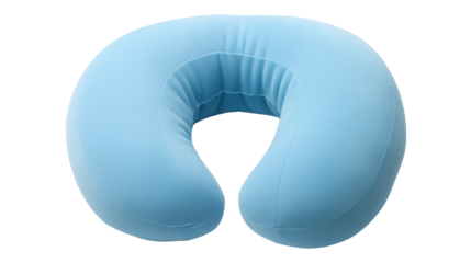 A light blue neck pillow isolated on a transparent background