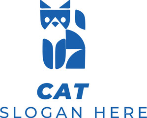 Royal Blue Lucky Cat Vector — Elegant Fortune Charm