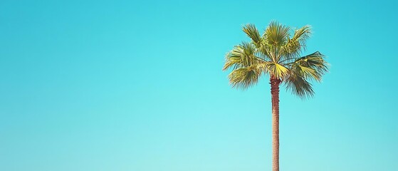 Fototapeta premium Palm tree, blue sky, summer